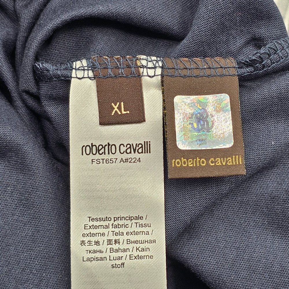Roberto CavalliFoil Crest Graphic T-Shirt - Blue - Picture 4 of 5